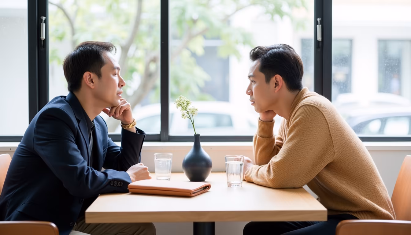 มือสองคู่ยื่นของขวัญให้กัน คู่หนึ่งจริงใจ อีกคู่ลังเลคิดถึงผลตอบแทน